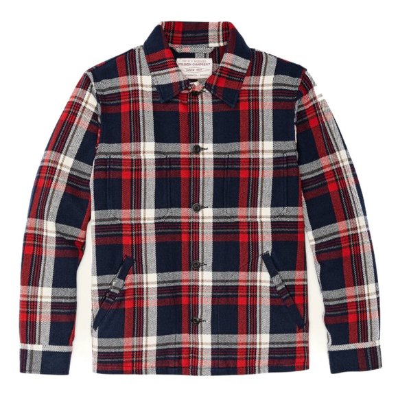 Filson Deer Island Ranch Coat Jacket in Navy Red Plaid NEW! $245 Mens Small - Picture 2 of 6
